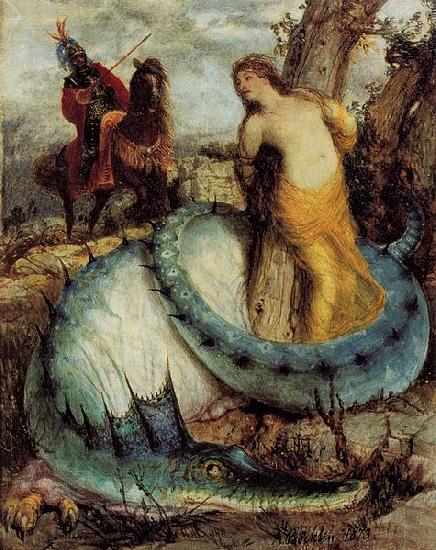 Arnold Bocklin Angelika von einem Drachen bewacht oder Angelica und Ruggiero oil painting picture